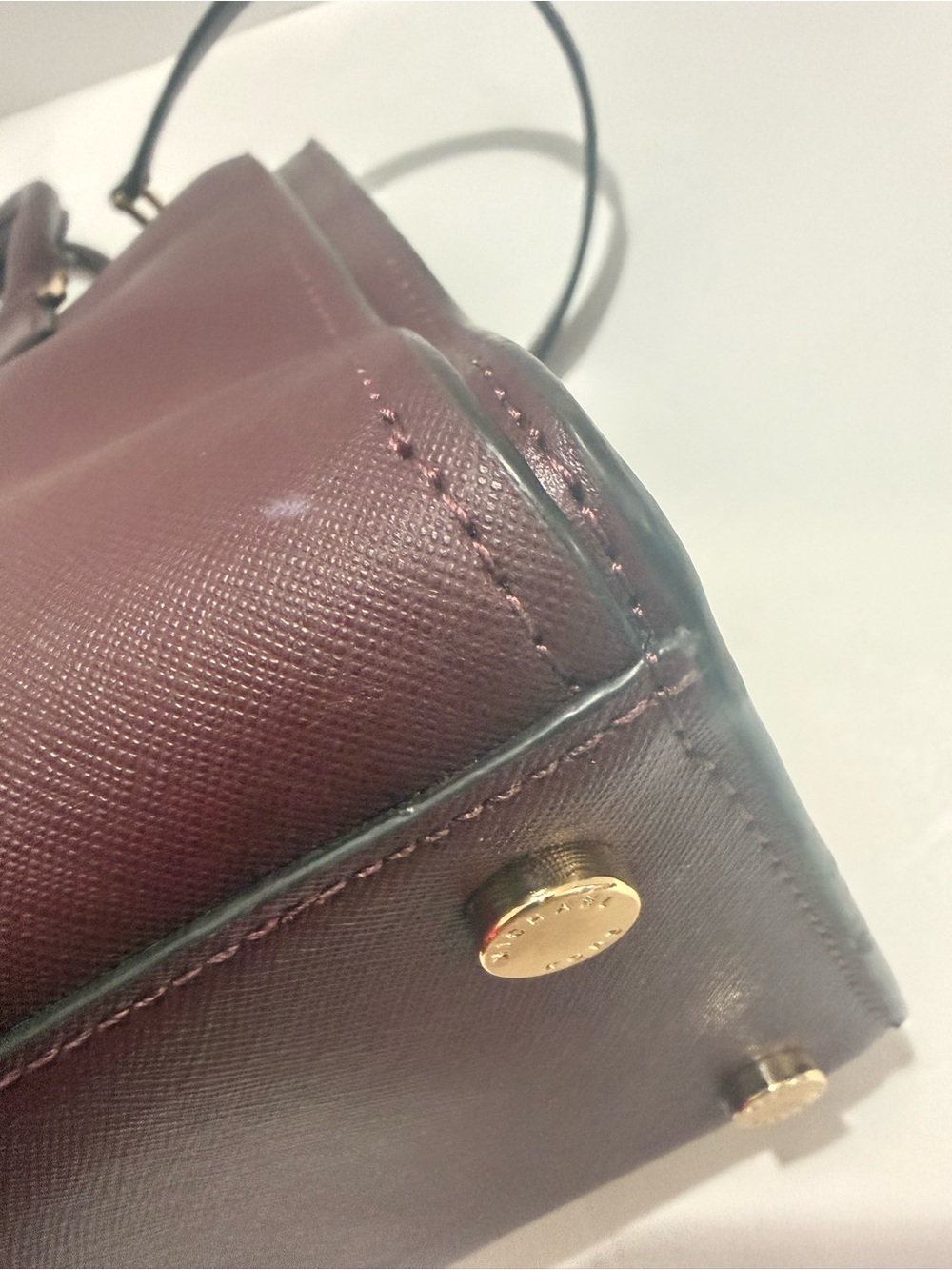 Michael Kors Wine Saffiano Leather Satchel with Gold Hardware - Picture 7 of 13